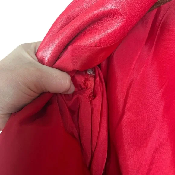 Vintage Michael Hoban North Beach Leather Red Cropped Style zip up Jacket SZ 5/6 - Picture 9 of 11
